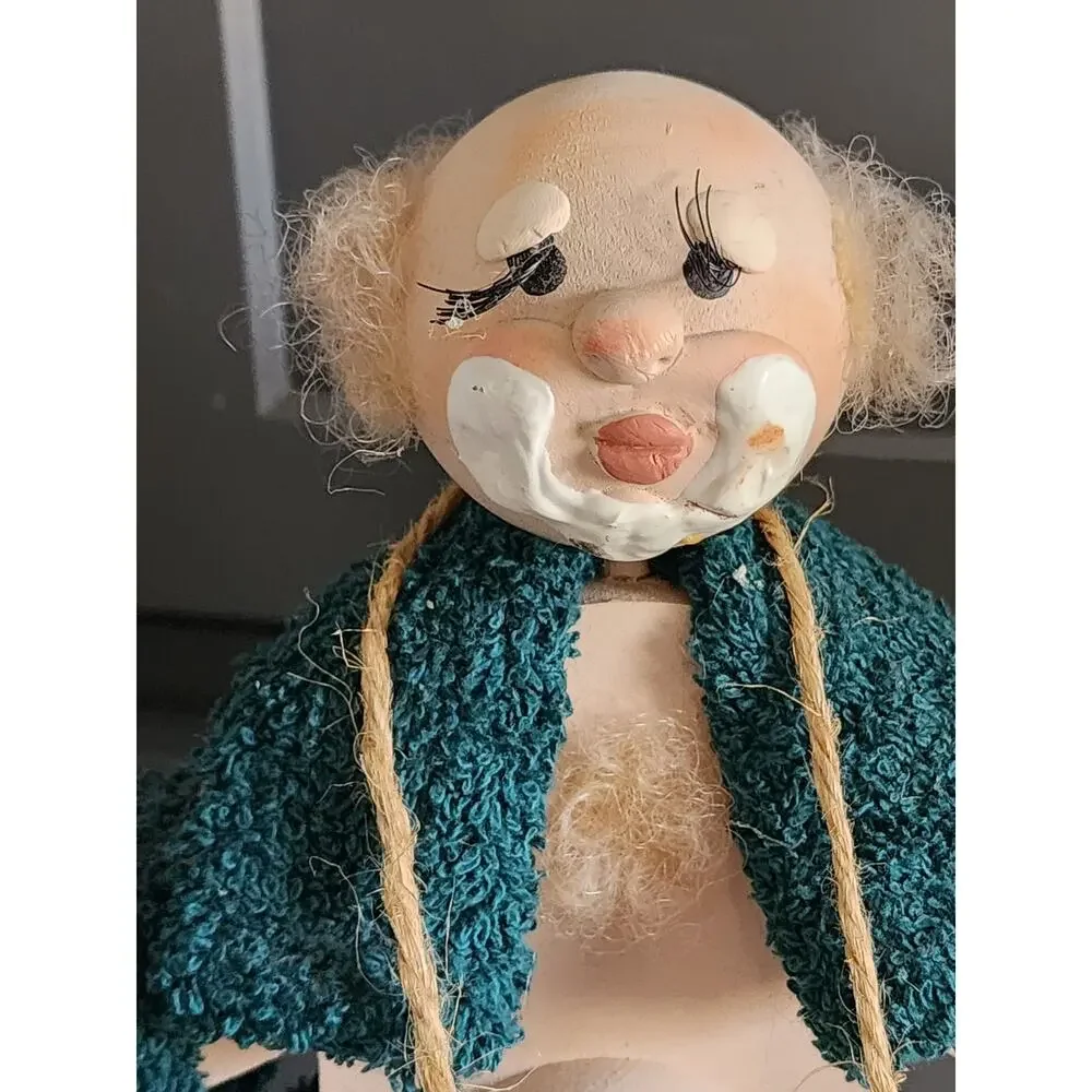 RARE Vintage His & Hers Bathroom Buddy Dolls Whimsical Wooden Folk Art Decor - Picture 11 of 13